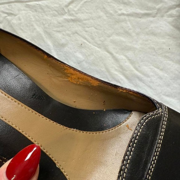 Brown Leather Loafer Kitten Heels Sz 7 Y2k Preppy Academia School Girl - Picture 7 of 7